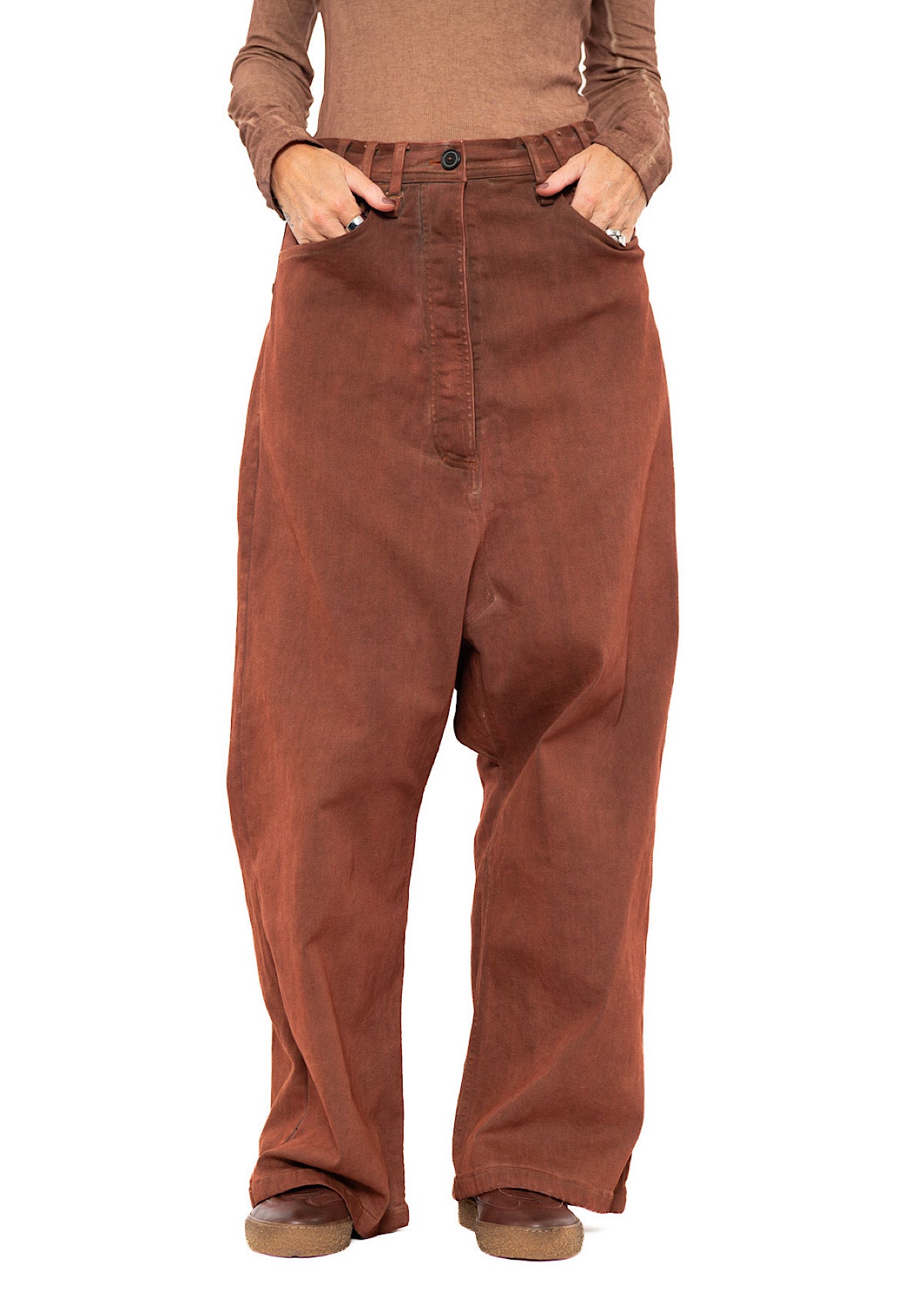GARMENT-DYED WIDE-LEG DENIM TROUSER