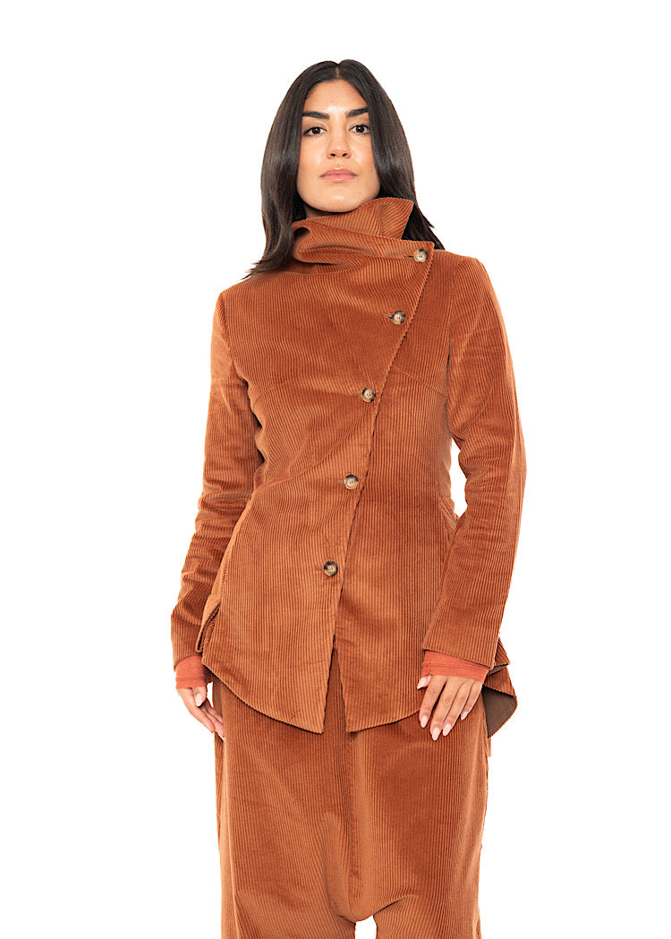 ASYMMETRIC STRETCH CORD VELVET JACKET