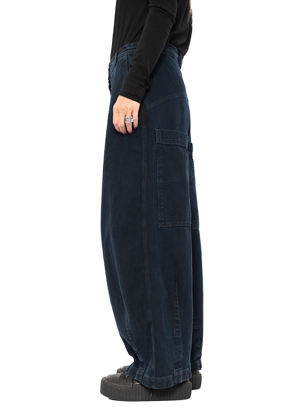 GARMENT-DYED DENIM WIDE LEG TROUSER