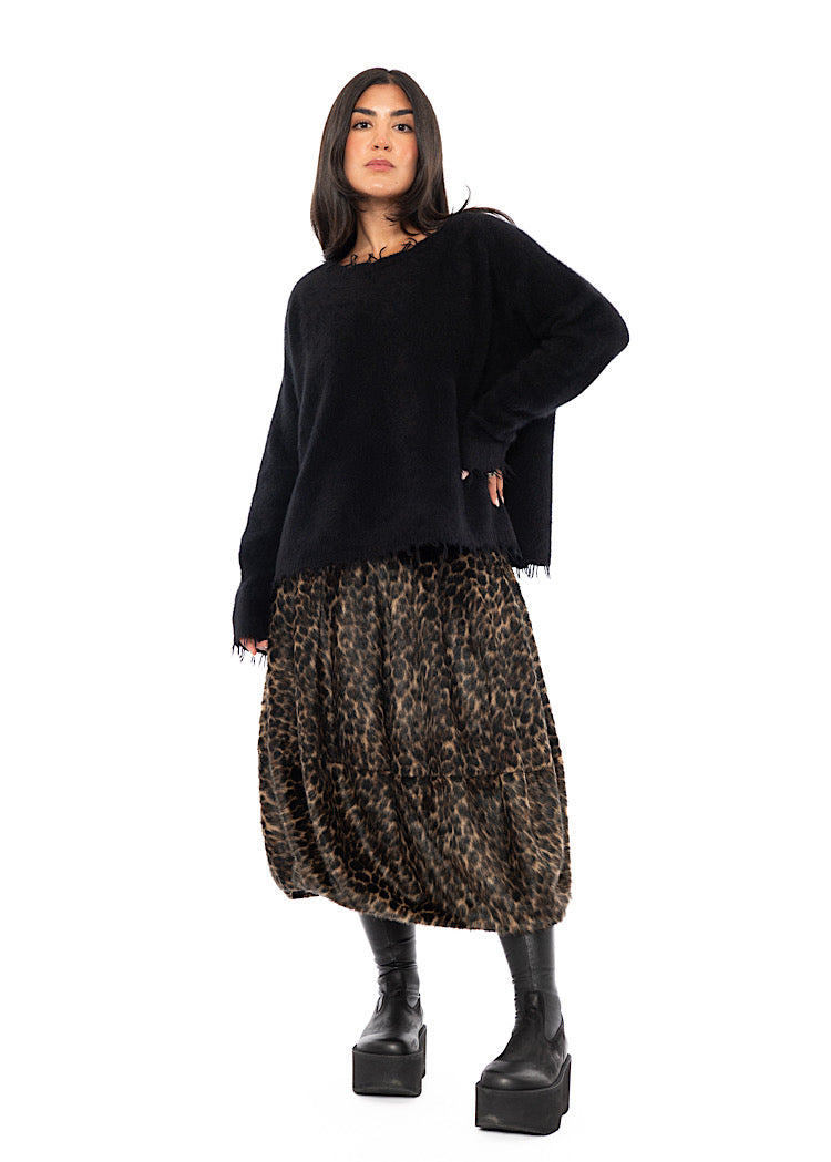 FAUX FUR LEOPARD BALLOON SKIRT