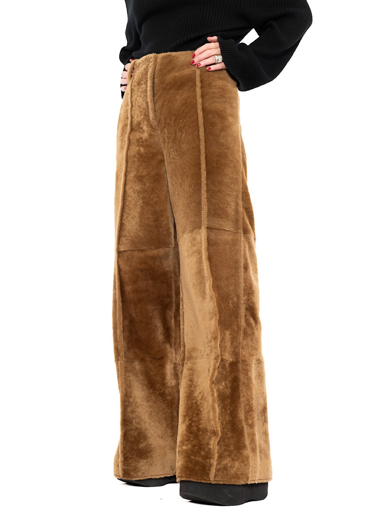 WIDE FUR LEATHER TROUSER