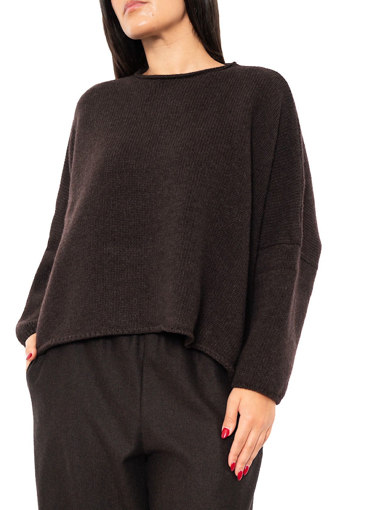 CROPPED CASHMERE BLEND FAUSTA PULLOVER