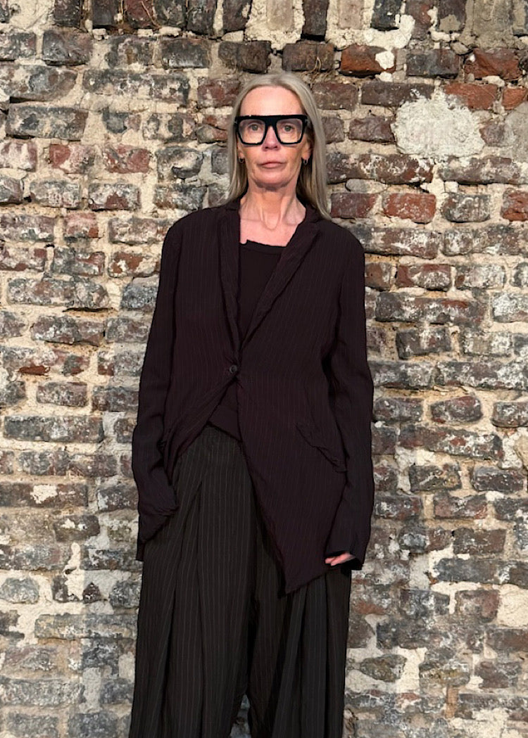 FLUID PINSTRIPE LONGLINE JACKET *BLACK CLOUD STRIPE* (SHOWN IN PURPLE CLOUD STRIPE)