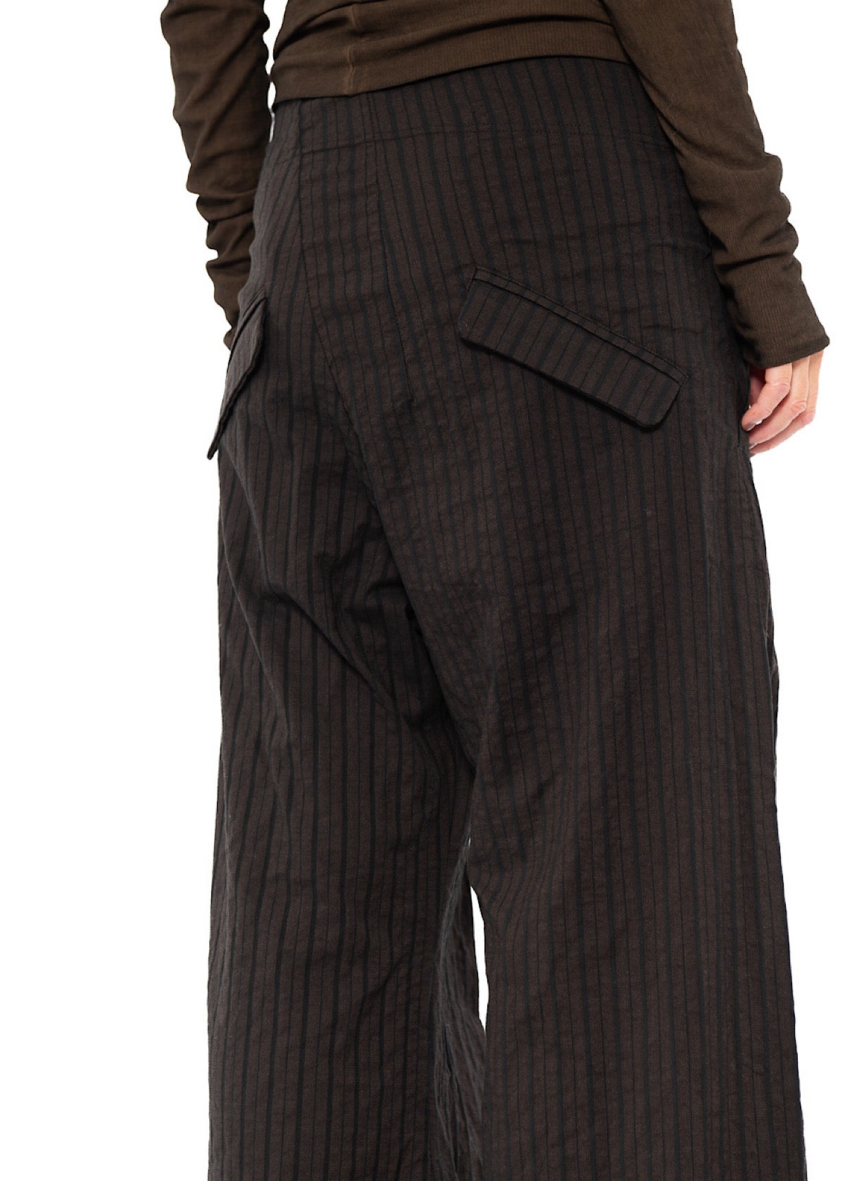 STRIPED FLARED WIDE-LEG TROUSER