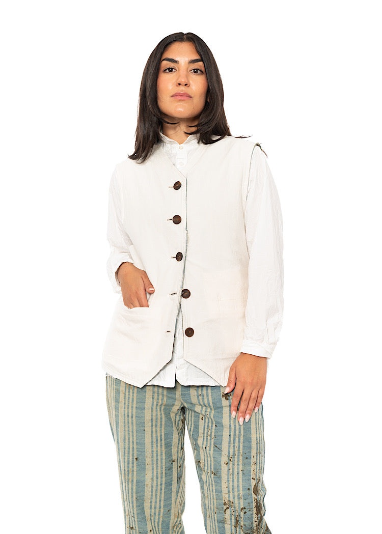 STRAIGHT CUT STRIPED COTTON WAISTCOAT