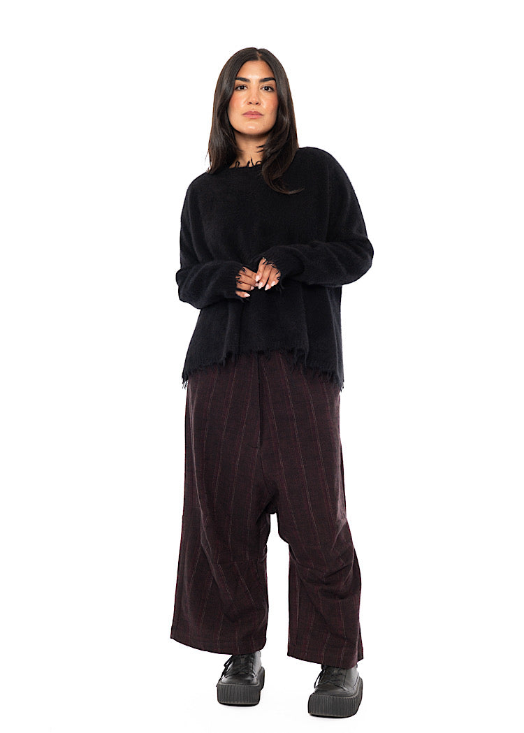 PINSTRIPE DROP CROTCH WOOL TROUSER