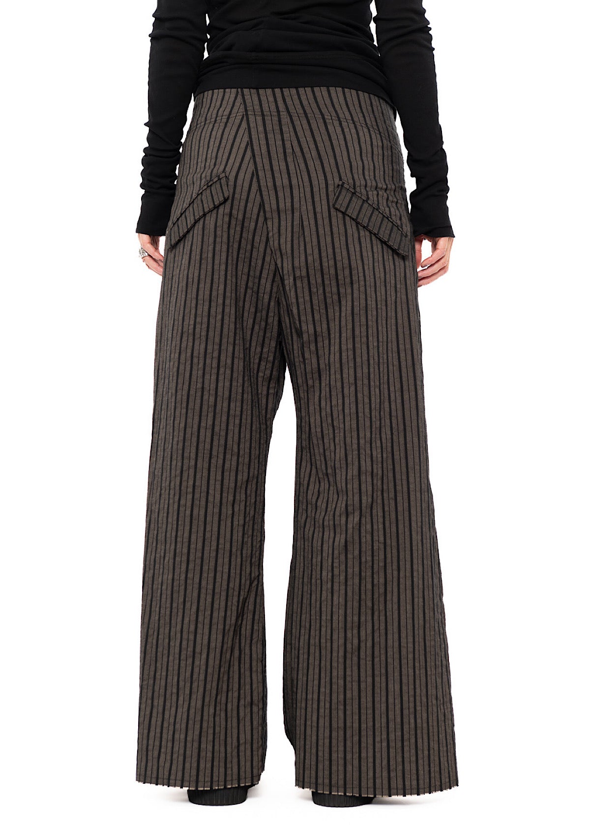 STRIPED FLARED WIDE-LEG TROUSER