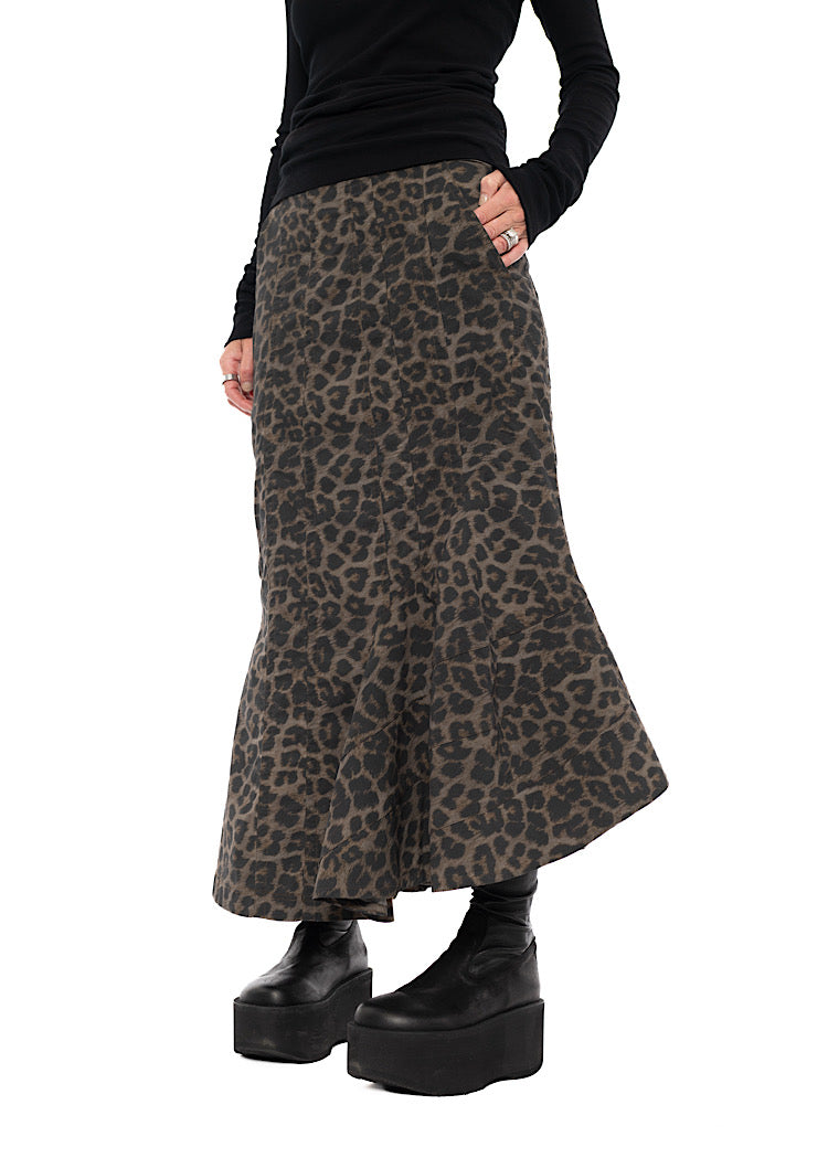 SCULPTURAL LEOPARD SKIRT