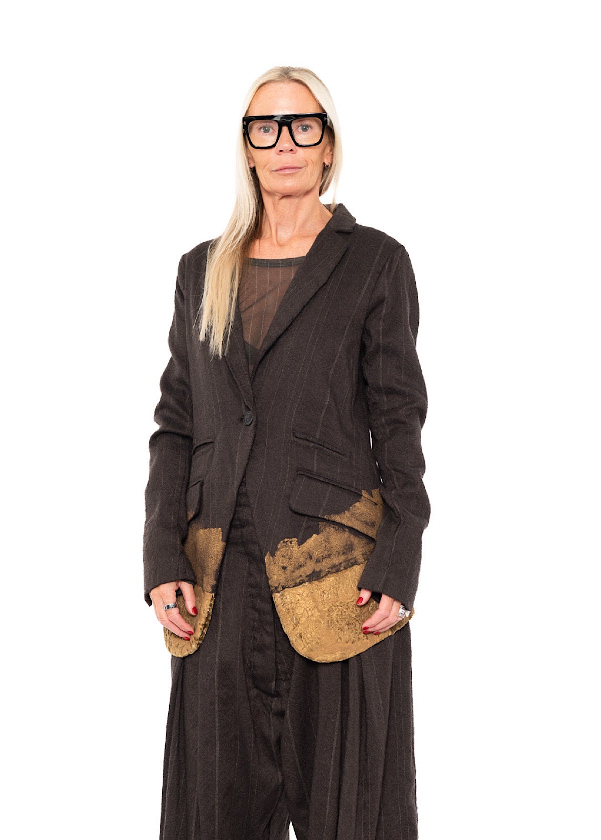 GOLDFARBEN BEMALTE Jacke MIT FEINEN NEBELSTREIFEN