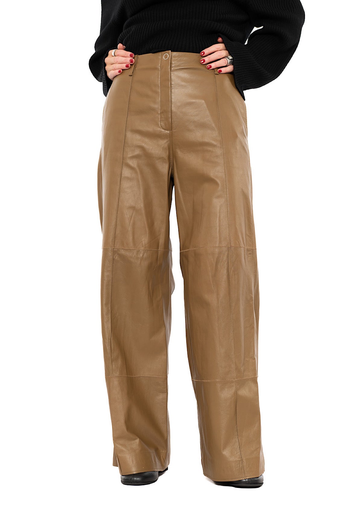 SIGNATURE WIDE LEG LEATHER TROUSER