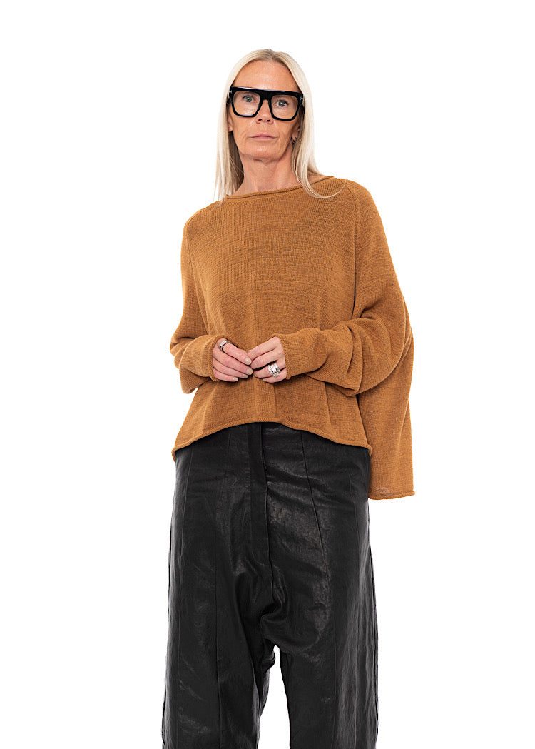 LINEN-BLEND KNITTED PULLOVER