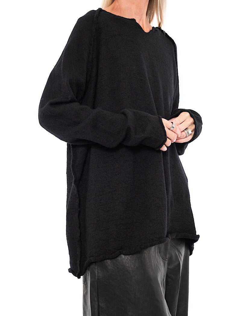 RELAXED BOILED WOOL PULLOVER