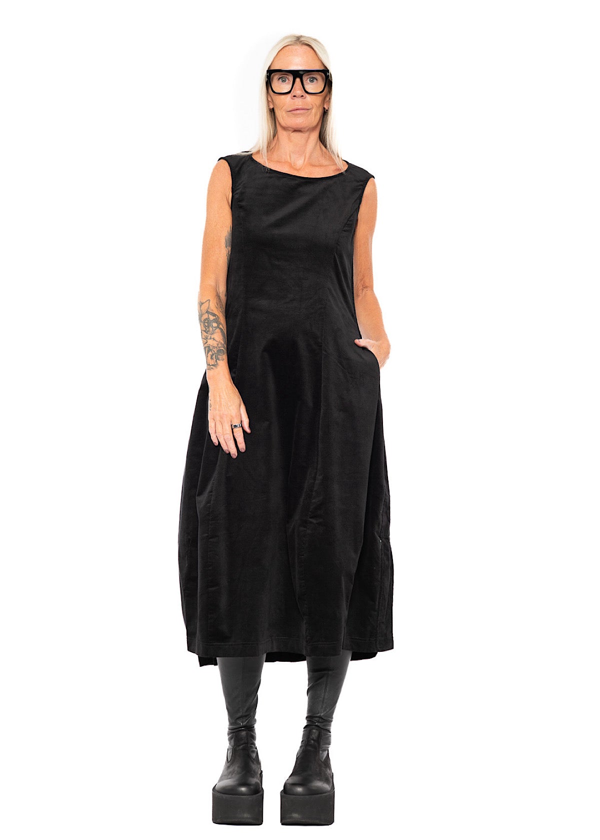 STRETCH-VELVET BALLOON DRESS