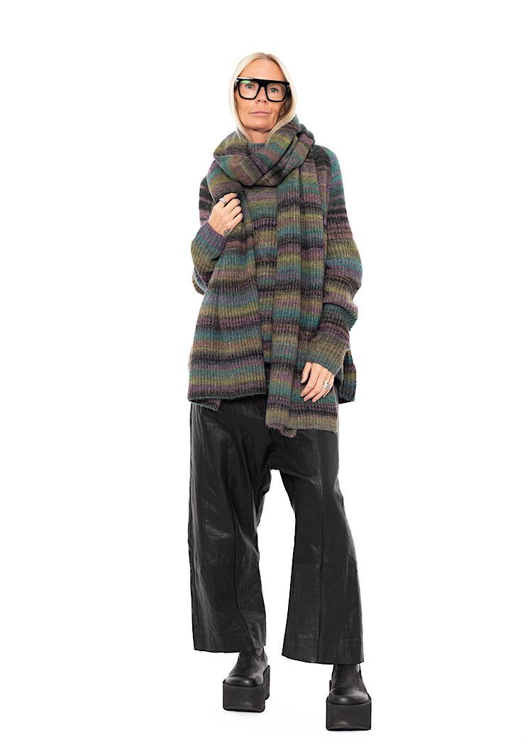 MULTICOLOUR STRIPE KNITTED SCARF