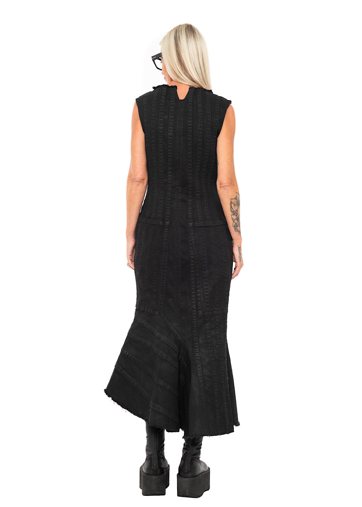 FISHTAIL STRETCH DENIM DRESS