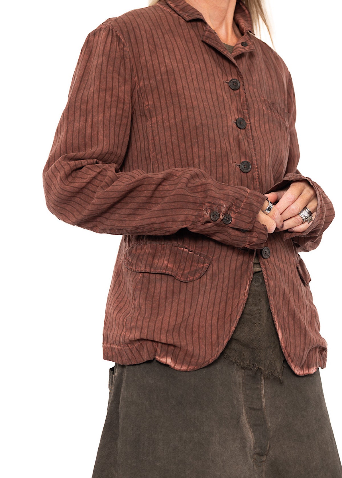 GARMENT-DYED SILK STRIPE JACKET