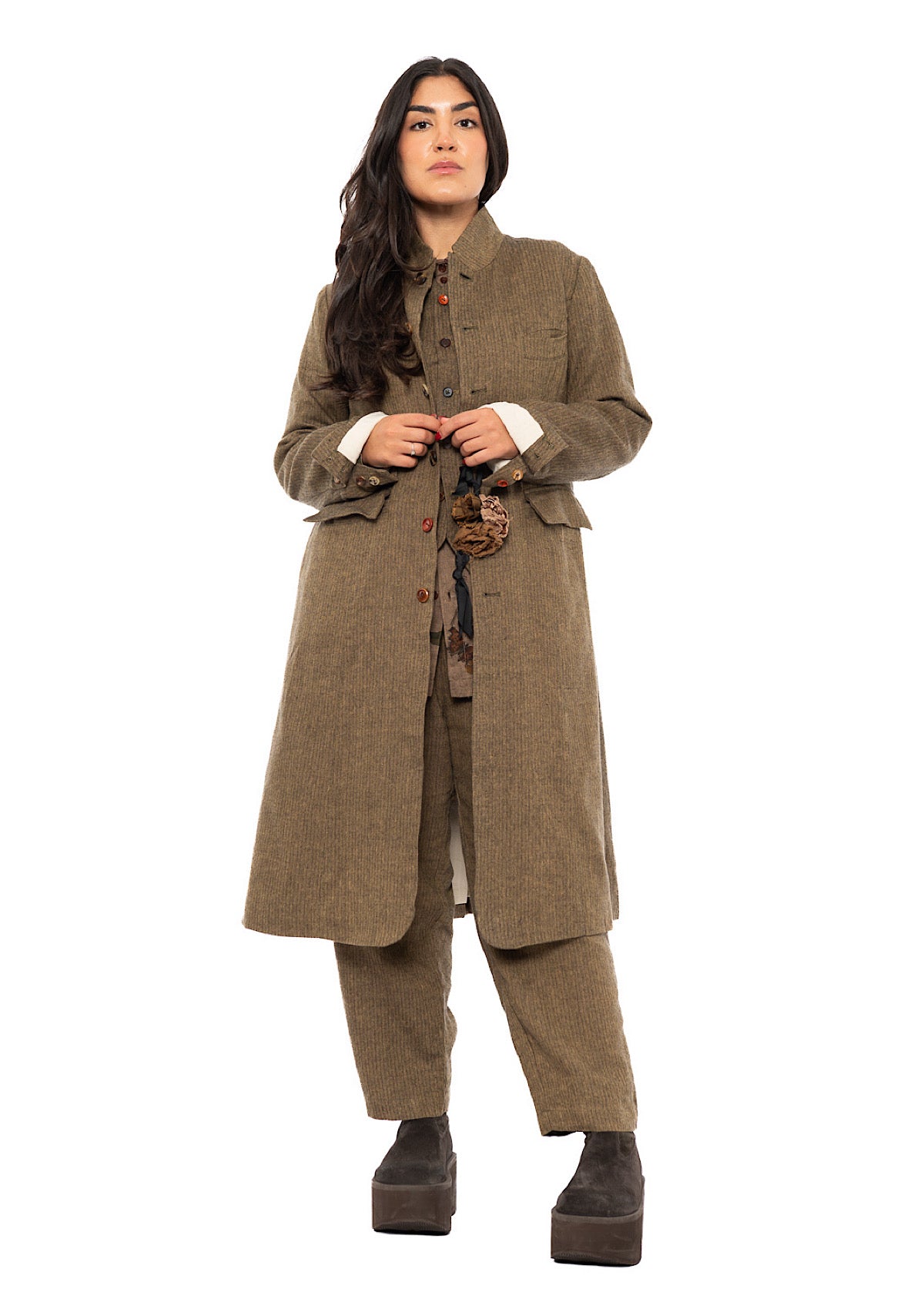 LONGLINE HERRINGBONE COAT