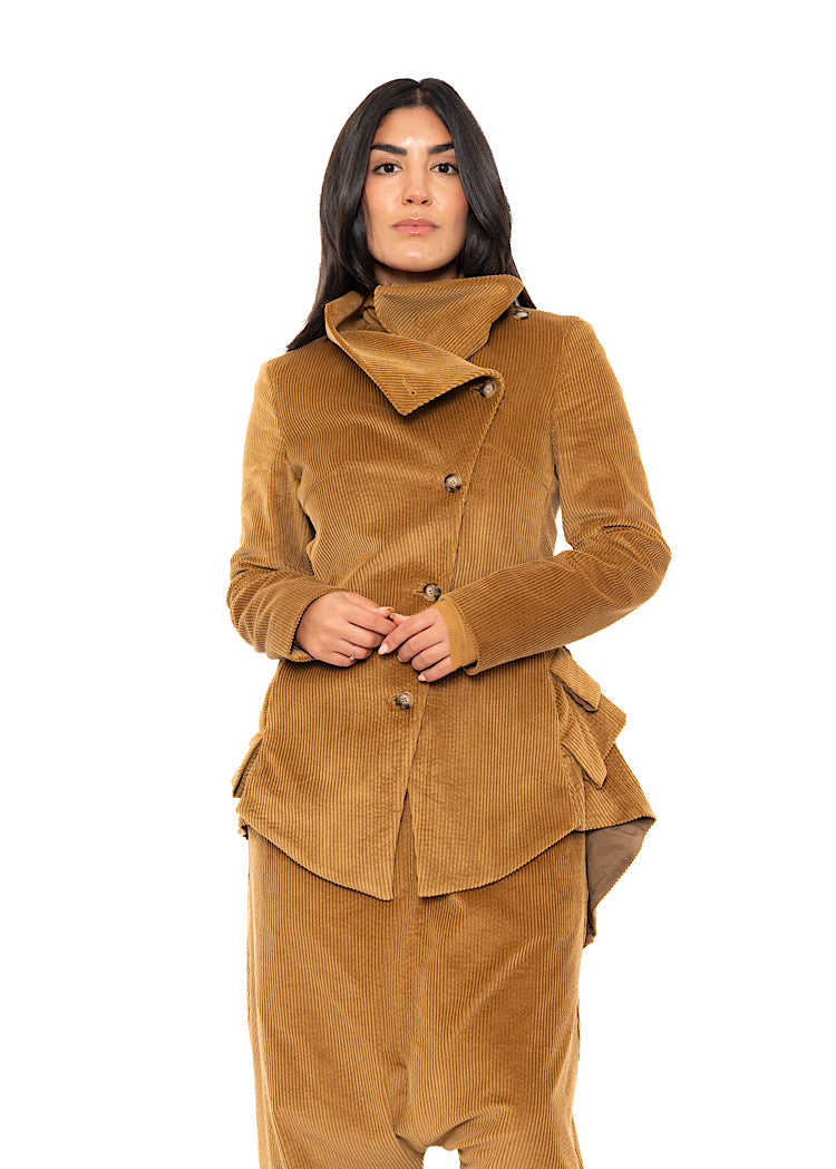 ASYMMETRIC STRETCH CORD VELVET JACKET