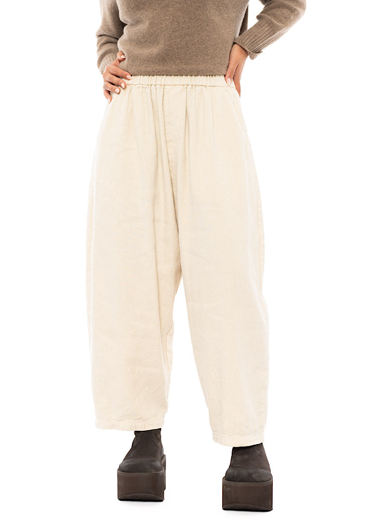 BRUSHED COTTON-LINEN BALLOON TROUSER