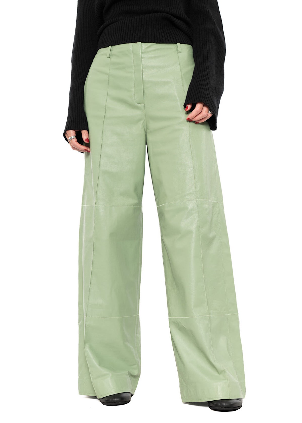 SIGNATURE WIDE LEG LEATHER TROUSER