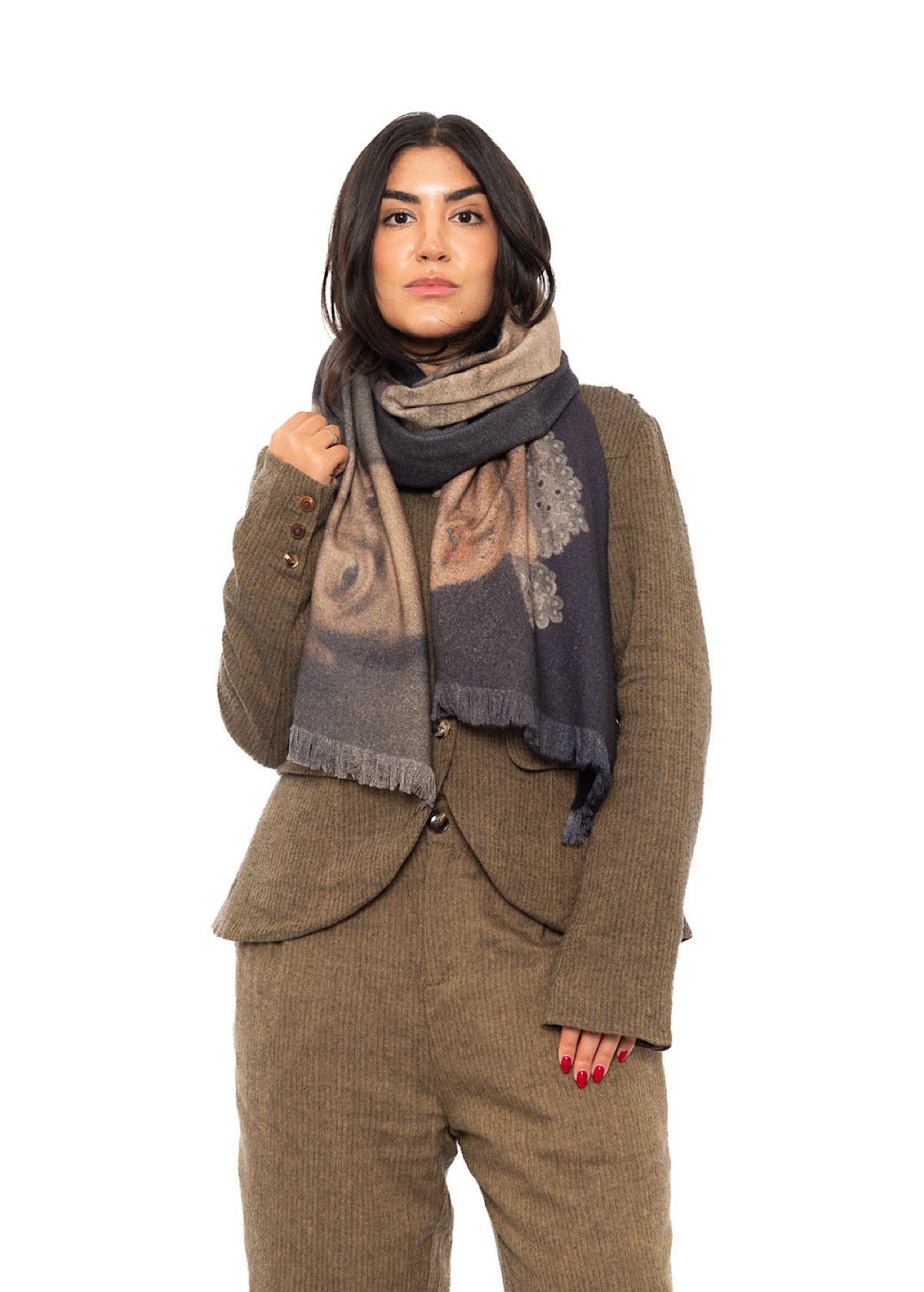 PORTRAIT PRINTED WOOL SCARF