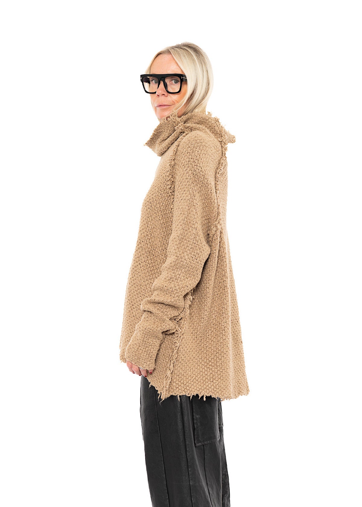 TEXTURED SILK KNIT PULLOVER