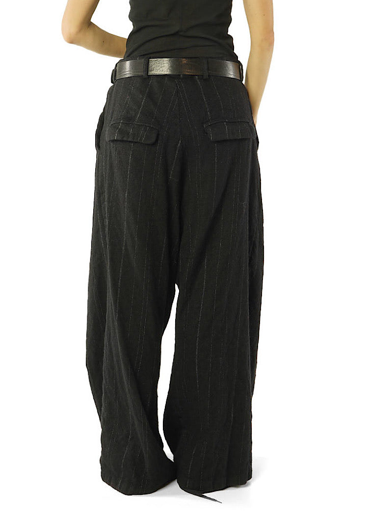 DROP-CROTCH PINSTRIPE WOOL TROUSER *GINGER STRIPE* (SHOWN IN BLACK STRIPE)