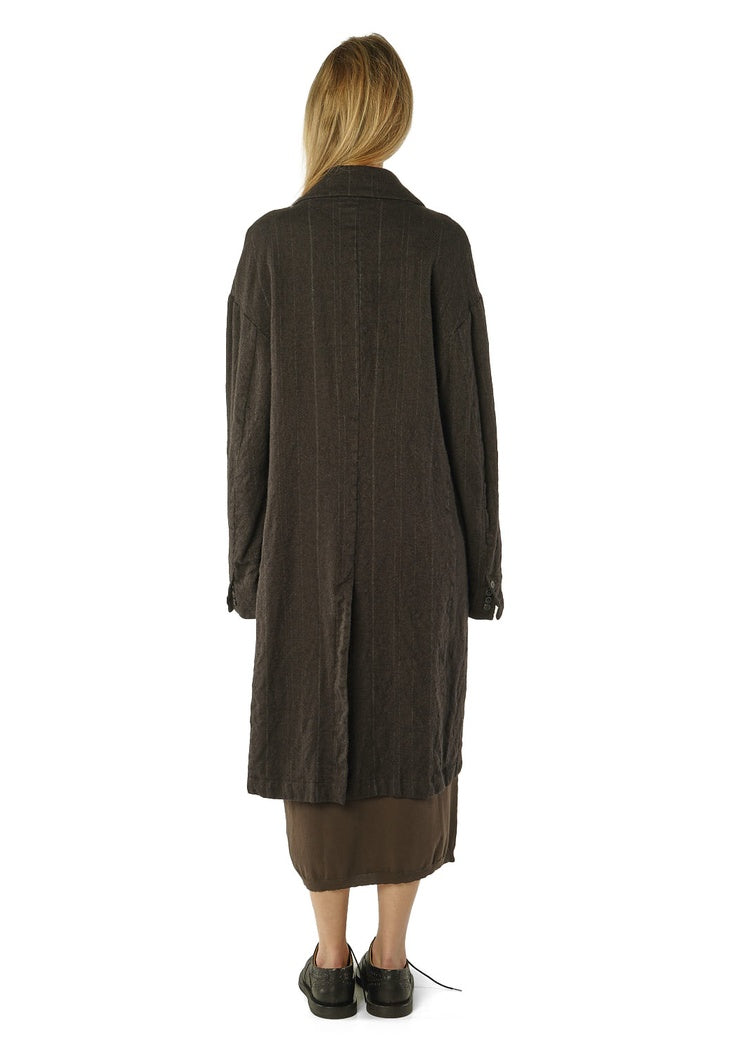 CL DOUBLE-BREASTED PINSTRIPE WOOL COAT