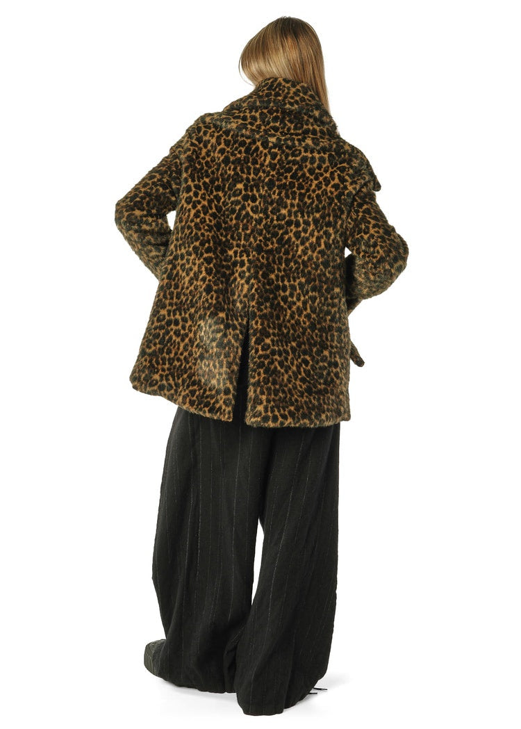 CL LEOPARD FAUX FUR COAT