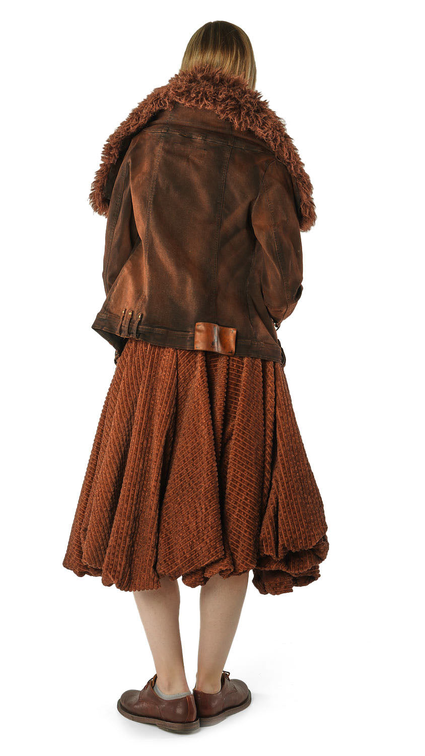 FITTED FAUX FUR-TRIM DENIM JACKET
