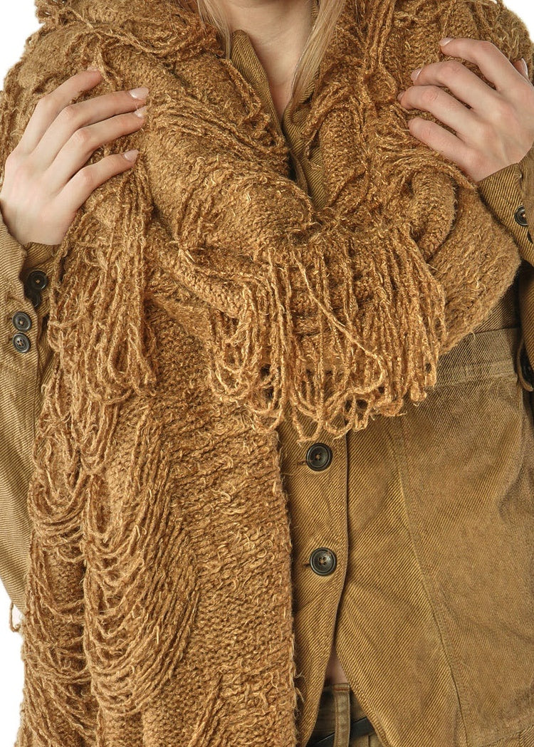 LADDERED SILK KNIT SCARF