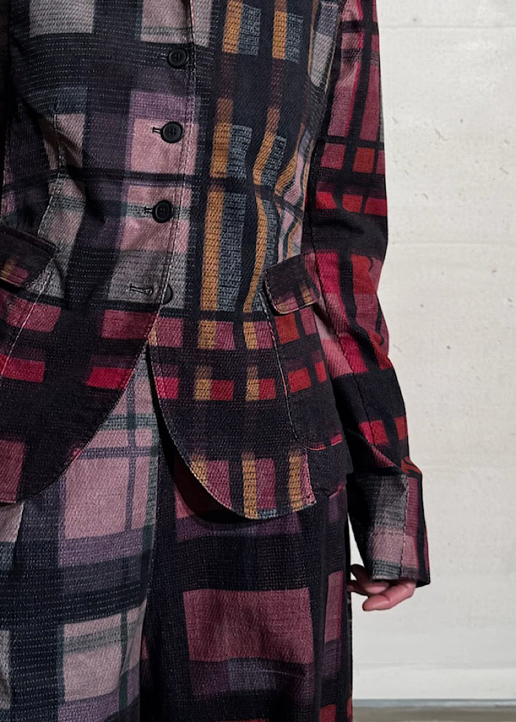 CL FITTED CHECK VELVET JACKET