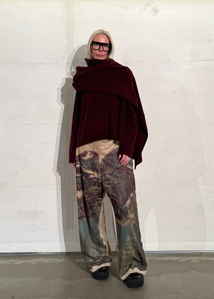 CL WIDE-LEG PRINT FAUX SUEDE TROUSER