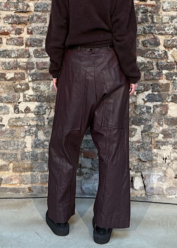 WIDE-LEG LEATHER TROUSER