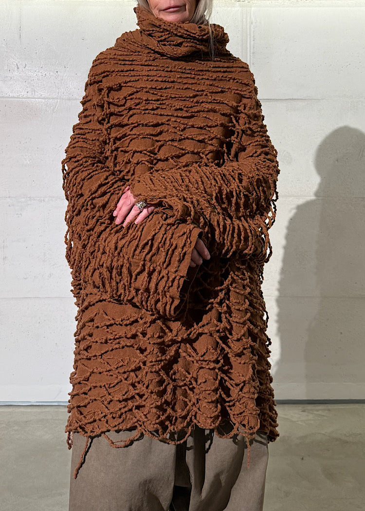 LADDERED SOFTFELT WOOL TUNIC