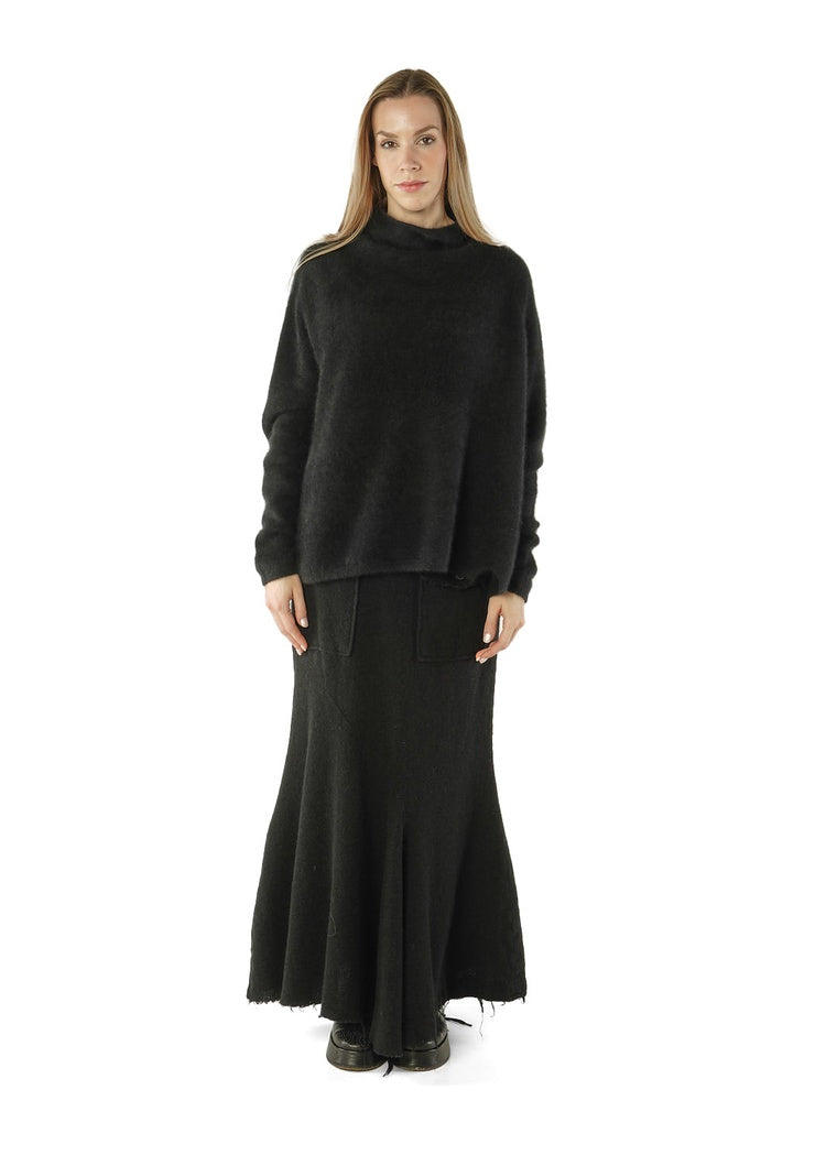 BRUSHED FUNNEL NECK PULLOVER