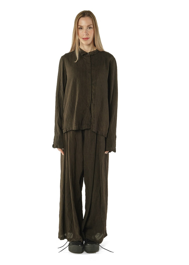 TOPSTITCHED VISCOSE-SILK SHIRT