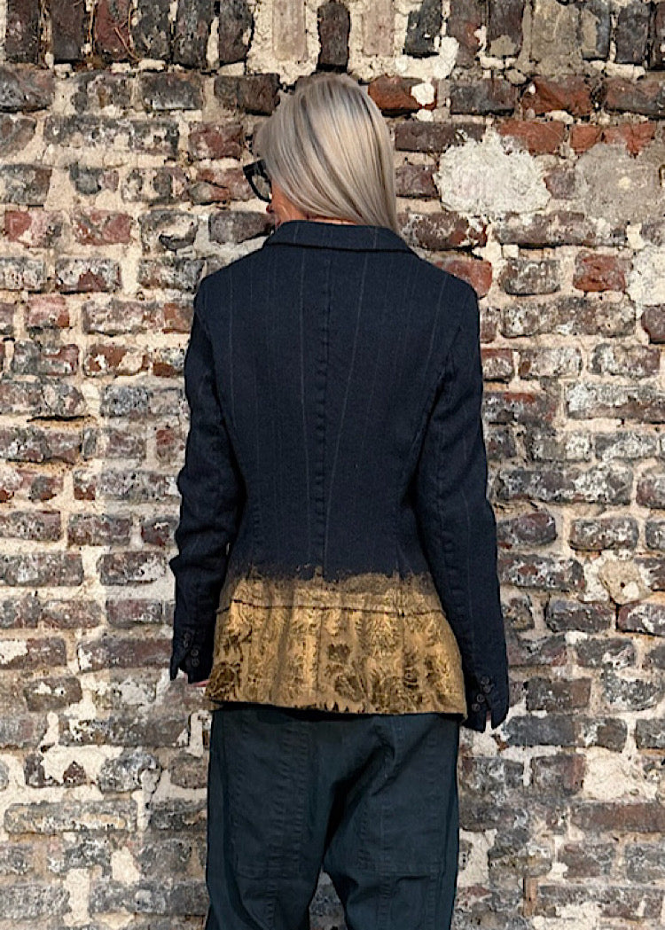 GOLD-PAINTED PINSTRIPE WOOL JACKET