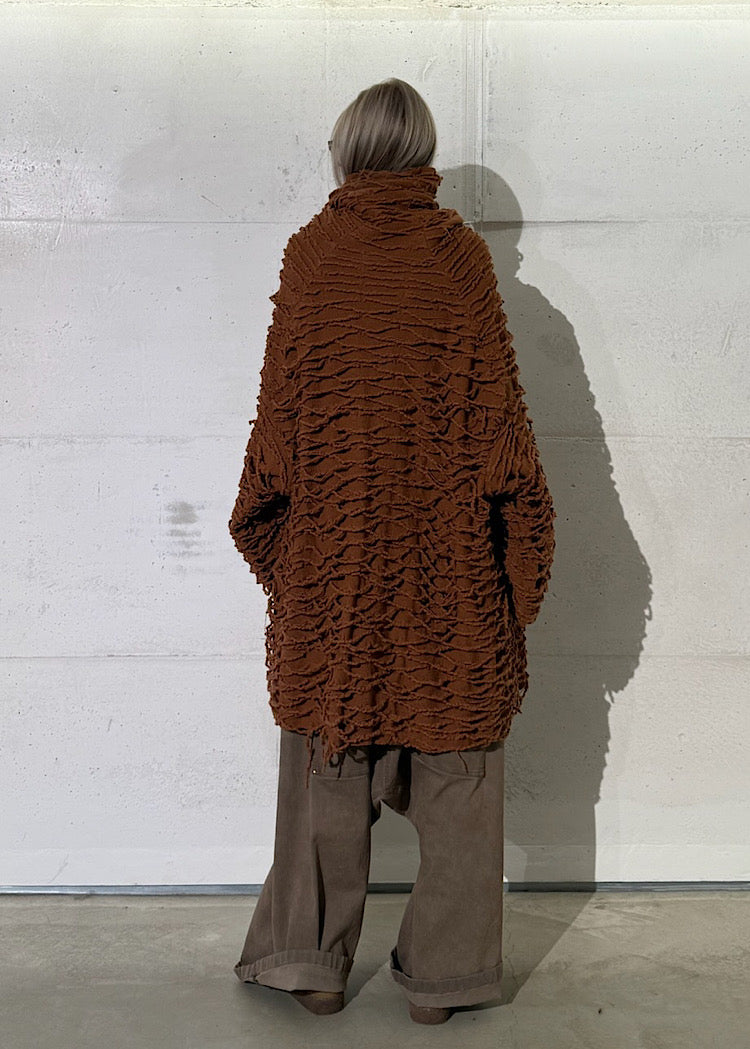 LADDERED SOFTFELT WOOL TUNIC