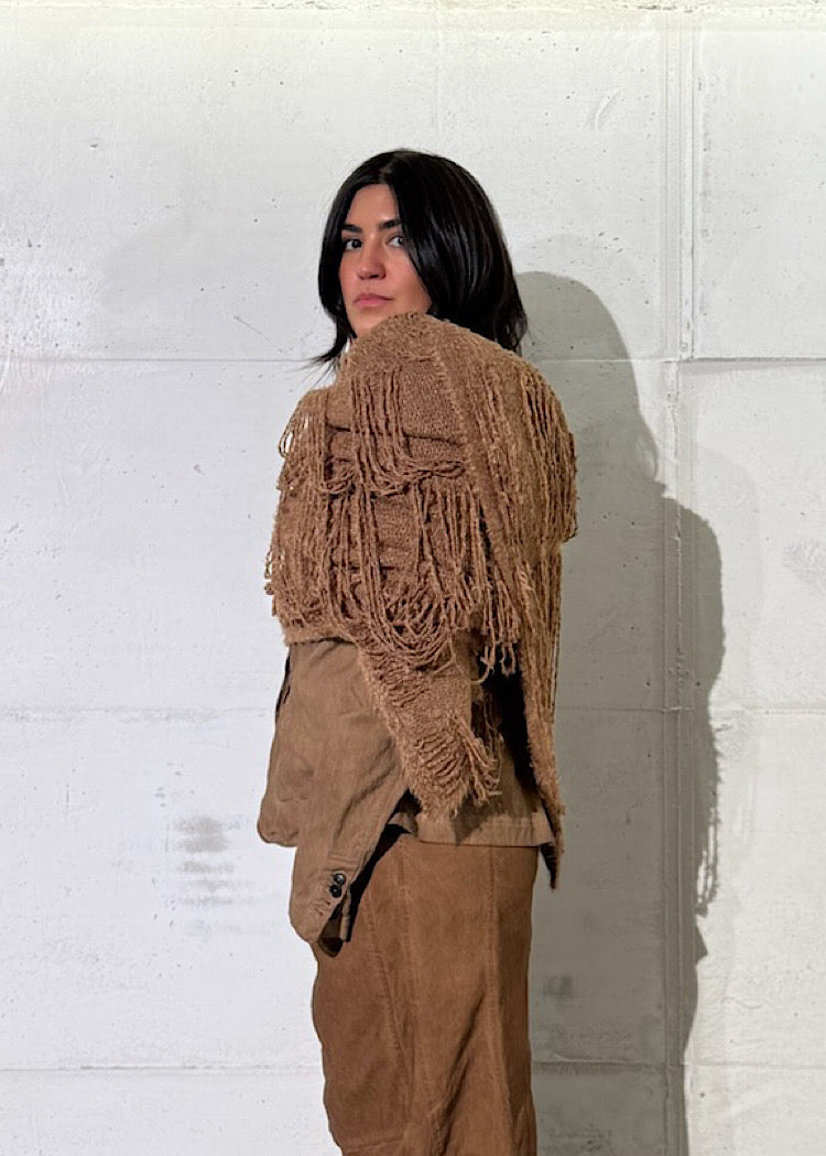 LADDERED SILK KNIT SCARF