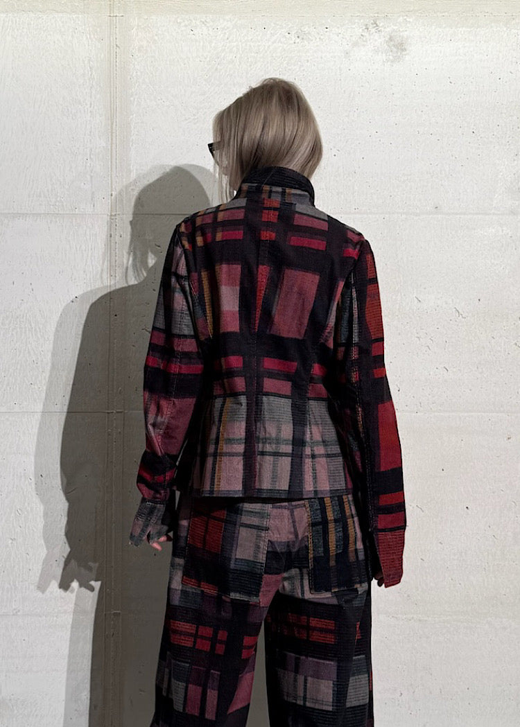 CL FITTED CHECK VELVET JACKET