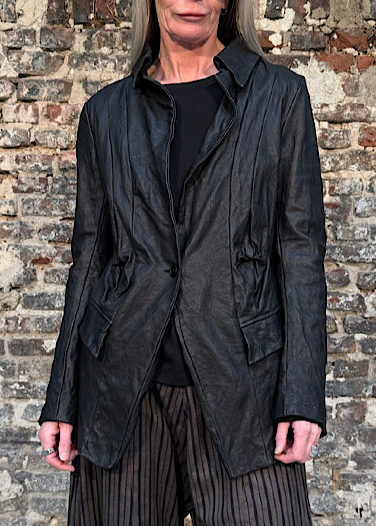 CL FITTED LAMB LEATHER BLAZER