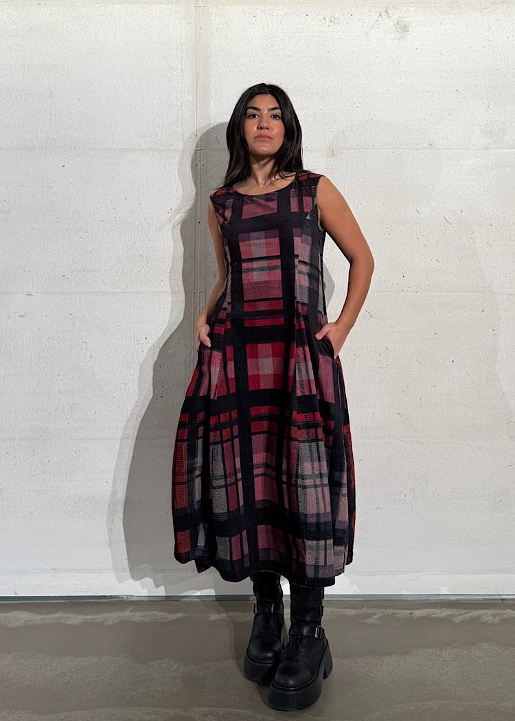 CL HERITAGE CHECK BALLOON DRESS