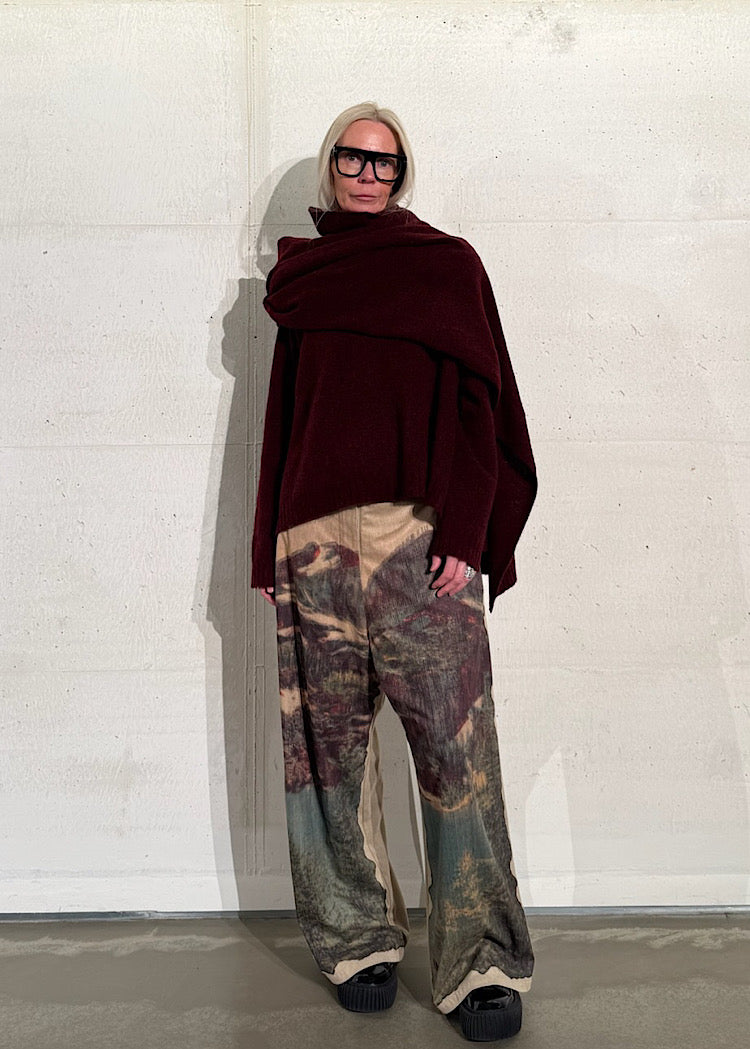 LANDSCAPE PRINT WIDE LEG TROUSER