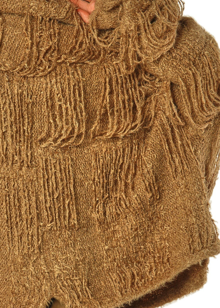 LADDERED SILK KNIT PULLOVER