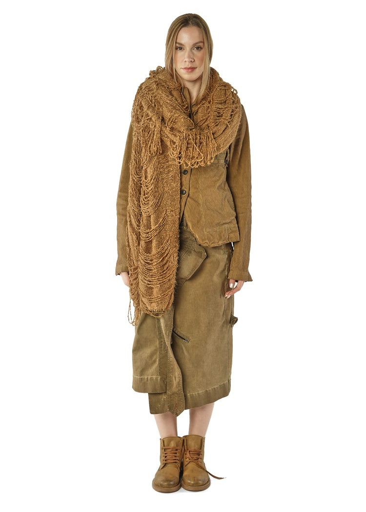 LADDERED SILK KNIT SCARF