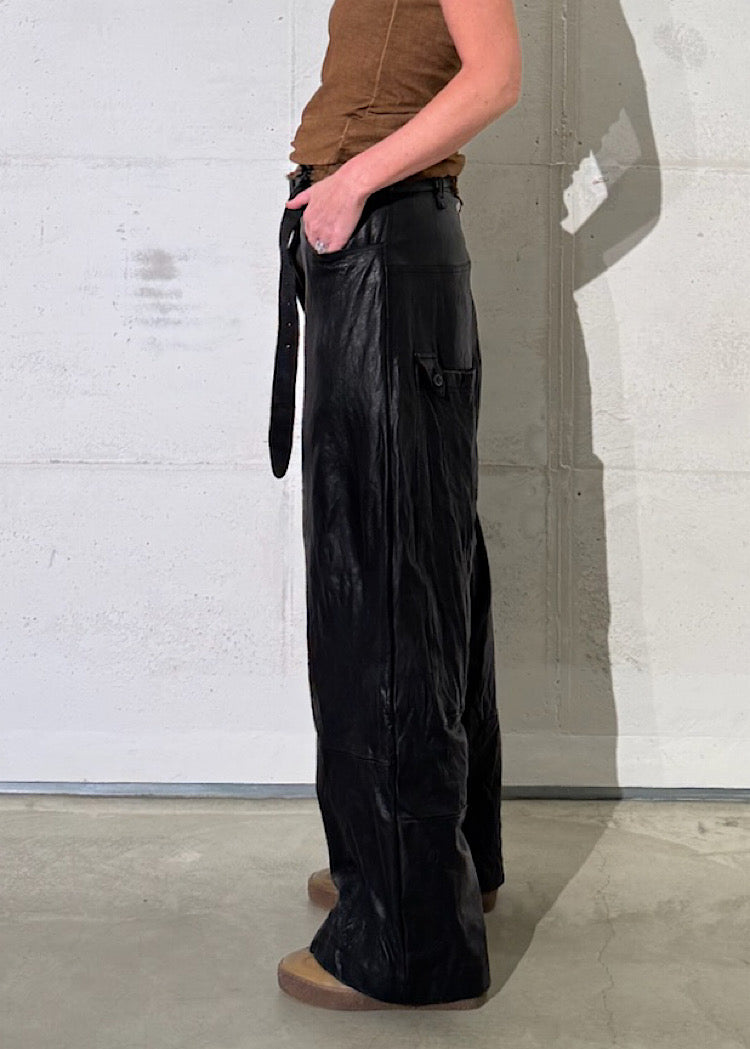 WIDE-LEG LAMB LEATHER TROUSER