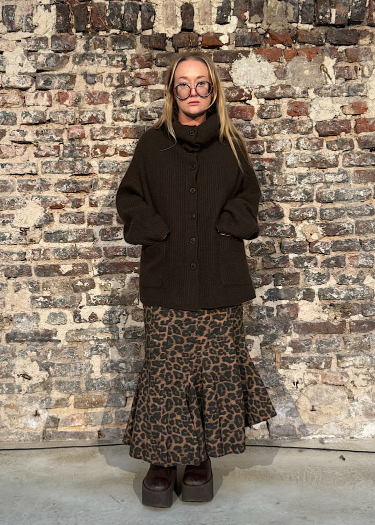 ASYMMETRIC FLARED TECHNO SKIRT