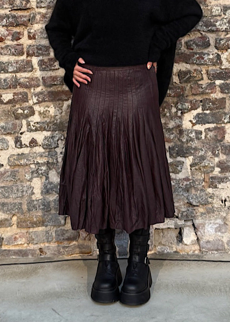 A-LINE LEATHER SKIRT