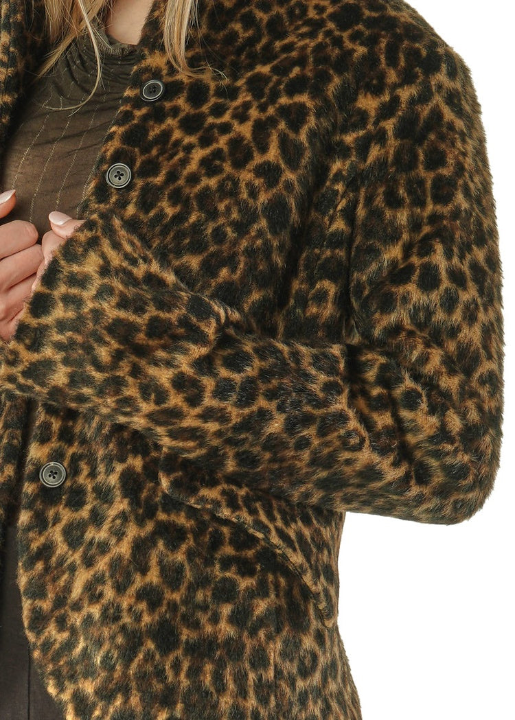 STAND-COLLAR FAUX FUR LEO JACKET